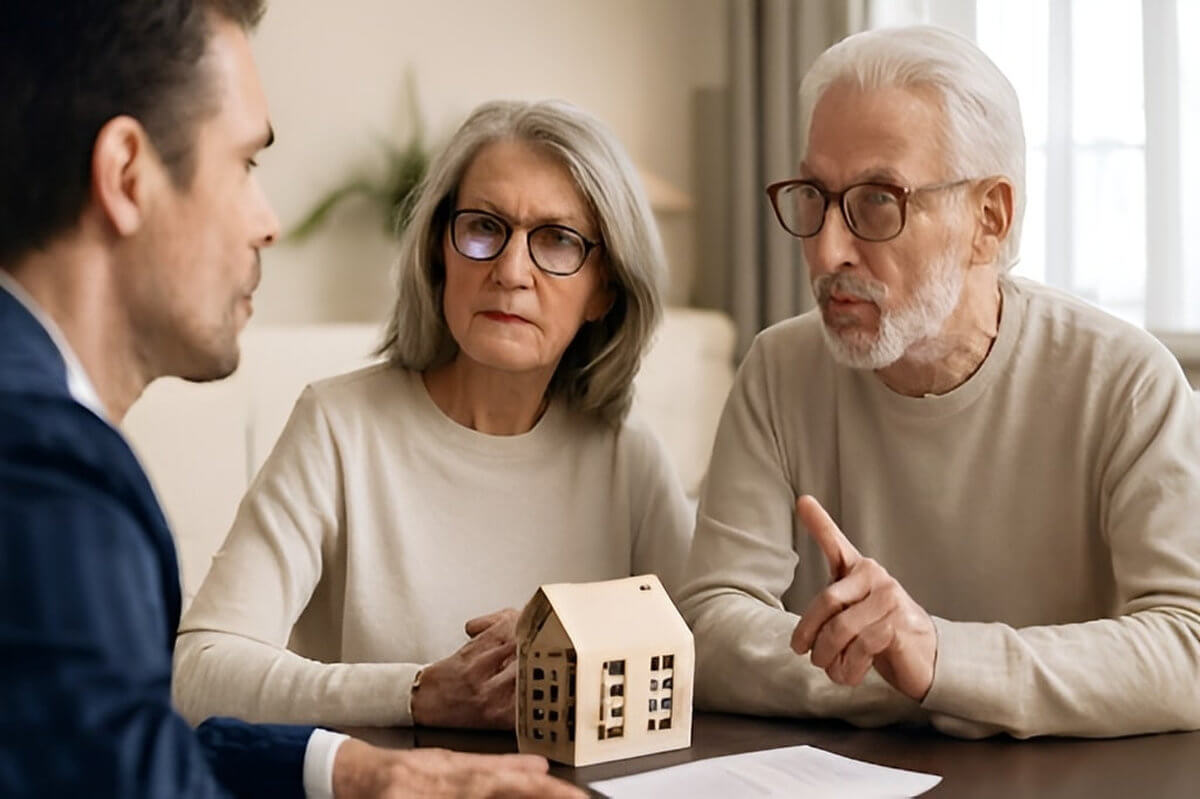 a certified senior real estate specialist speaking with a couple