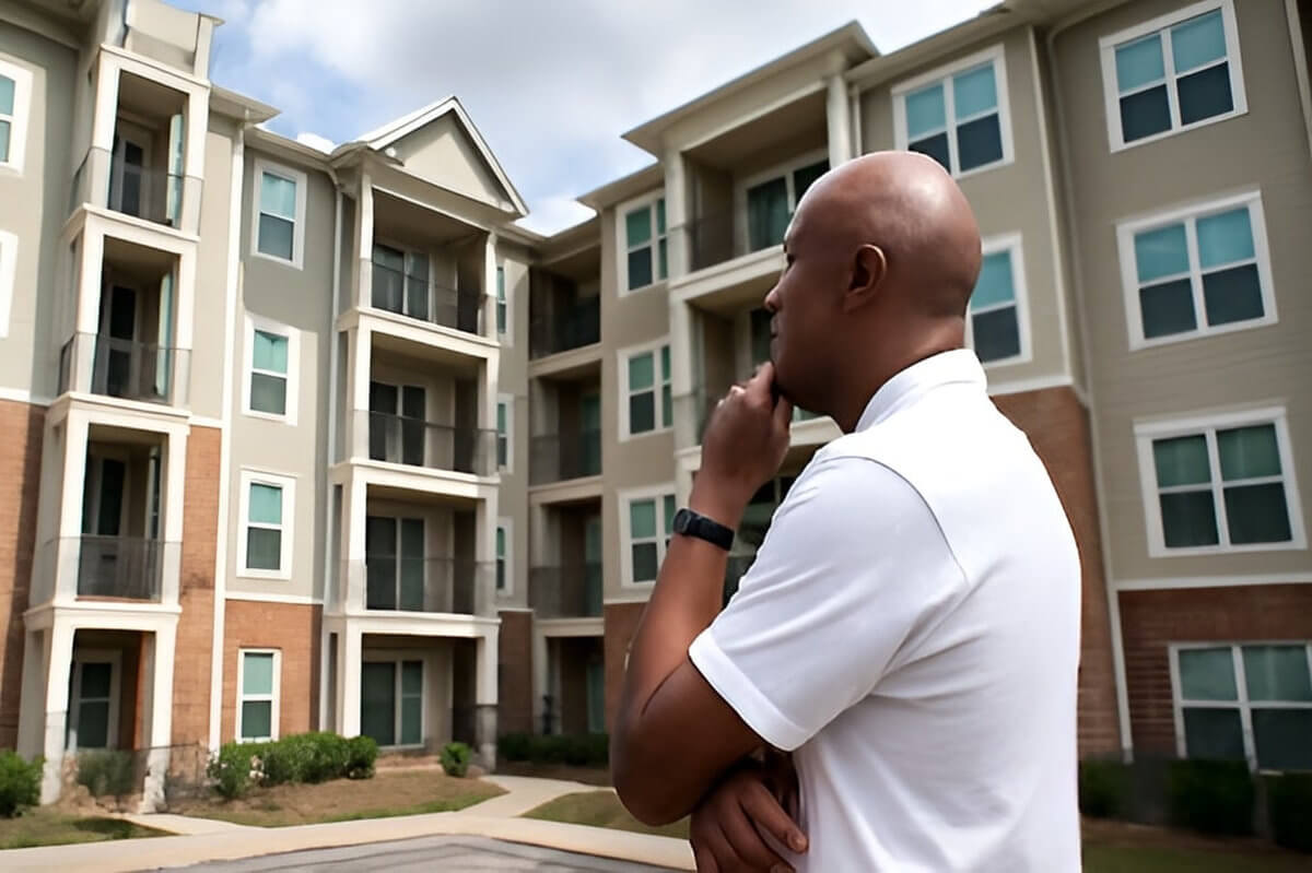 real estate investor checking a multi-family property